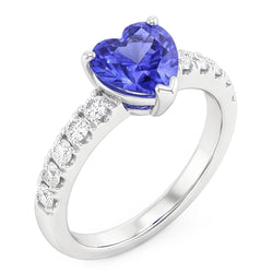 Diamond Solitaire Heart Blue Sapphire Ring met accenten 2,50 karaat
