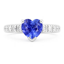 Afbeelding in Gallery-weergave laden, Diamond Solitaire Heart Blue Sapphire Ring met accenten 2,50 karaat
