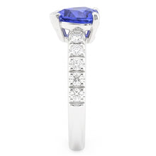 Afbeelding in Gallery-weergave laden, Diamond Solitaire Heart Blue Sapphire Ring met accenten 2,50 karaat
