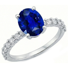 Afbeelding in Gallery-weergave laden, echte round saffier 4.50karaat ring zijaanzicht
