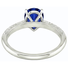 Afbeelding in Gallery-weergave laden, Diamond Solitaire Ring Accenten Peer Sri Lankaanse saffier 3 karaat
