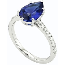 Afbeelding in Gallery-weergave laden, Diamond Solitaire trouwring blauwe saffier met accenten 3,50 karaat
