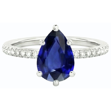 Afbeelding in Gallery-weergave laden, Diamond Solitaire trouwring blauwe saffier met accenten 3,50 karaat

