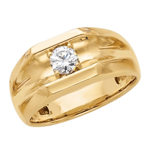 Afbeelding in Gallery-weergave laden, Diamond Solitaire verlovingsring voor heren 0,50 karaat geel goud 14K
