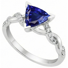 Afbeelding in Gallery-weergave laden, echte trillion saffier 1.50karaat ring vooraanzicht
