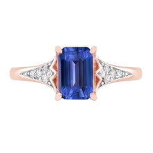 Afbeelding in Gallery-weergave laden, Diamond Wedding Blue Sapphire Ring Rose Gold 2 karaats dames sieraden
