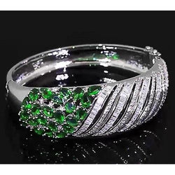 Diamond Women Bangle Colombiaanse groene smaragd 23,25 karaat sieraden