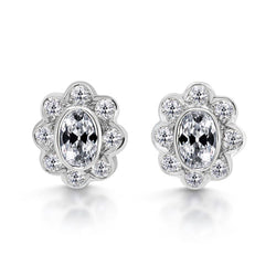 14K Witgoud Kraagzetting Fijne Diamant Oorbellen 1 karaat