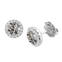 14K Witgoud Antiek Cushion Diamant Oorhangers 1 karaat