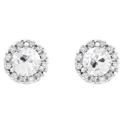 14K Witgoud Diamant Oorbellen – 5-karaat Antiek Cushion