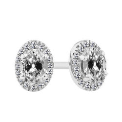 Antiek Cushion Fijne Diamant Oorbellen 1,50 karaat – 14K Witgoud