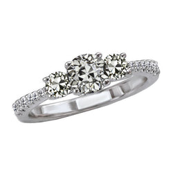 Briljant Verjaardagsring Solitaire Ring met Accenten 3 karaat in