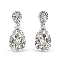 Antiek Europees Oorbellen – Diamant 3 karaat 14K Witgoud