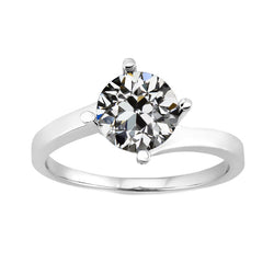 Old Mine Slijpvorm Fijne Diamant Solitaire Ring in 14K Witgoud