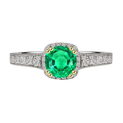 Handgemaakt Milgrain Smaragd Edelsteen Ring – 2 karaat 14 Karaat