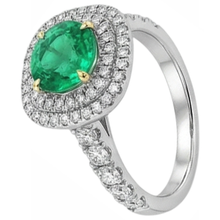Afbeelding in Gallery-weergave laden, Smaragd Sieraadsteen Ring 2,50 karaat Bicolor 14K Goud – hoekaanzicht
