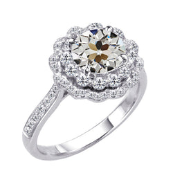 Premium Briljant Halo Zetting Ring 2 karaat – 14 Karaat Witgoud