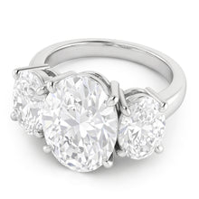 Afbeelding in Gallery-weergave laden, Drie Stenen Echte Grote Ovale Gedolven Diamanten Ring
