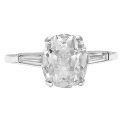 Driestenen Ring met Baguette & Kussen Oud Mijn Geslepen Natuurlijke Echte Diamanten (Niet labgekweekt) 6.50 Karaat
