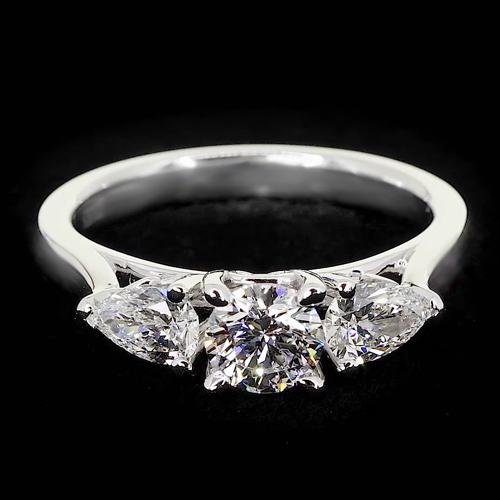 Drie-Stone Echt Diamanten Ring 2 Karaat Dames Sieraden Nieuw