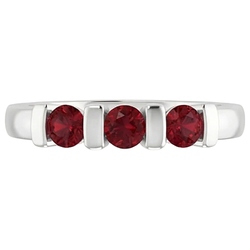 Drie stenen Birma Ruby Ring 0,90 karaat Bar instelling sieraden Nieuw