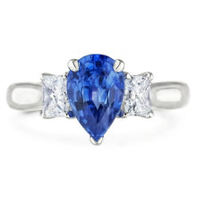 Afbeelding in Gallery-weergave laden, echte pear saffier 3.50karaat ring zijaanzicht
