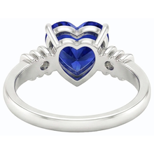 Afbeelding in Gallery-weergave laden, Drie stenen Ceylon saffier ring &amp; kleine ronde Natuurlijke echte diamant ( niet in het laboratorium gekweekt )en 1,25 karaat

