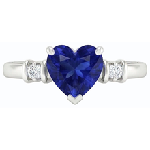 Afbeelding in Gallery-weergave laden, Drie stenen Ceylon saffier ring &amp; kleine ronde Natuurlijke echte diamant ( niet in het laboratorium gekweekt )en 1,25 karaat
