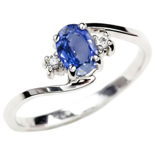 Afbeelding in Gallery-weergave laden, Drie stenen Sri Lanka saffier met Natuurlijke echte diamanten ( niet in een laboratorium gekweekt ) ring 1.70 ct goud 14k
