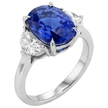 Afbeelding in Gallery-weergave laden, Drie Stenen uit de aarde gewonnen Diamant &amp; Blauwe Saffier Verlovingsring 8 Karaat Goud 14K
