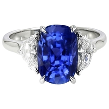 Afbeelding in Gallery-weergave laden, Drie Stenen uit de aarde gewonnen Diamant &amp; Blauwe Saffier Verlovingsring 8 Karaat Goud 14K
