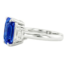Afbeelding in Gallery-weergave laden, Drie stenen edelsteen saffier ring met stralende Natuurlijke echte diamant ( niet in het laboratorium gekweekt )en 3,50 karaat
