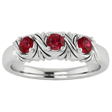 Afbeelding in Gallery-weergave laden, Drie-stenen ring 0,60 karaat antieke stijl Ruby vrouwen sieraden
