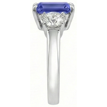 Afbeelding in Gallery-weergave laden, Drie stenen ring antieke stijl Emerald Ceylon saffier 3 karaat
