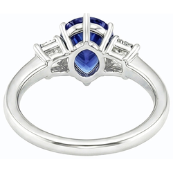 Drie stenen ring peer SriLanka saffier 2 karaat & smaragd Natuurlijke echte diamant ( niet in het laboratorium gekweekt )en