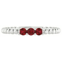 Drie stenen ronde robijn ring 1,20 karaat wit goud 14K