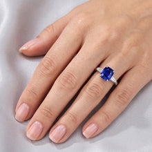 Afbeelding in Gallery-weergave laden, Drie stenen smaragd saffier ring 3,50 karaat taps toelopende baguette Natuurlijke echte diamant ( niet in het laboratorium gekweekt )
