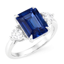 Afbeelding in Gallery-weergave laden, Drie stenen verlovingsring Emerald Sri Lankaanse saffier 2,50 karaat

