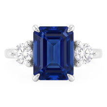 Afbeelding in Gallery-weergave laden, Drie stenen verlovingsring Emerald Sri Lankaanse saffier 2,50 karaat

