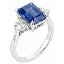 Afbeelding in Gallery-weergave laden, Drie stenen verlovingsring Emerald Sri Lankaanse saffier 2,50 karaat
