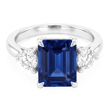 Afbeelding in Gallery-weergave laden, Drie stenen verlovingsring Emerald Sri Lankaanse saffier 2,50 karaat
