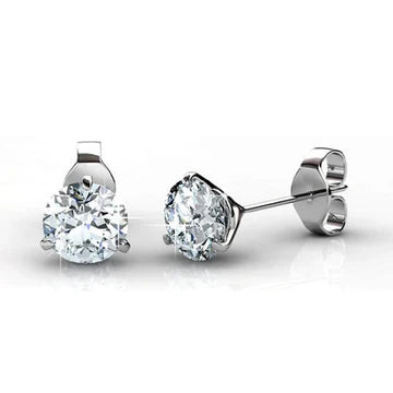 Drie Rieken Set 2,50 Ct Ronde Geslepen Echt Diamanten Dames Oorknopjes
