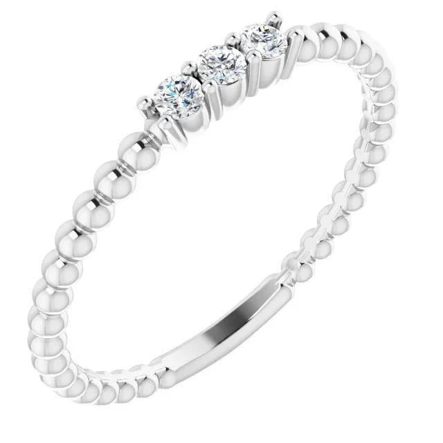 Drie Stenen Echt Diamanten Ring 0,50 Karaat Kralen Vrouwen Sieraden
