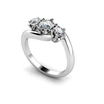 Drie Stenen Griffen Set Rond Geslepen 1,60 Ct Echt Diamanten Trouwring