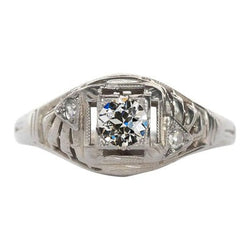 Drie Stenen Ring Ronde Oude Mijn Geslepen Echt Diamant Goud Milgrain 1,25 Karaat