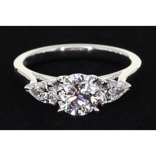 Drie Stenen Verlovingsring 4 Prong Set Sieraden 2 Karaat Echt Diamant