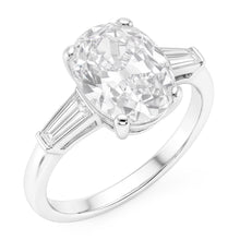 Afbeelding in Gallery-weergave laden, Driestenen Ring met Baguette &amp; Kussen Oud Mijn Geslepen Natuurlijke Echte Diamanten (Niet labgekweekt) 6.50 Karaat
