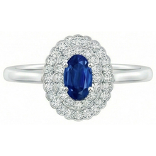 Afbeelding in Gallery-weergave laden, Dubbele Halo Blauwe Saffier Met Diamanten Ring 3.25 Karaat
