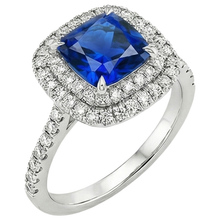Afbeelding in Gallery-weergave laden, echte round saffier 3.25karaat ring zijaanzicht
