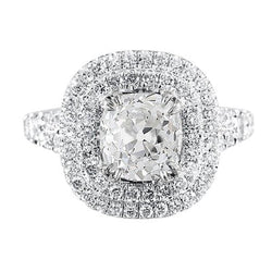 Dubbele Halo Ring Oud Slijpsel Kussen Natuurlijke uit de aarde gewonnen Diamant Pavé Gezet 5.50 Karaat